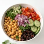 Mediterranean chickpea bowl ingredients