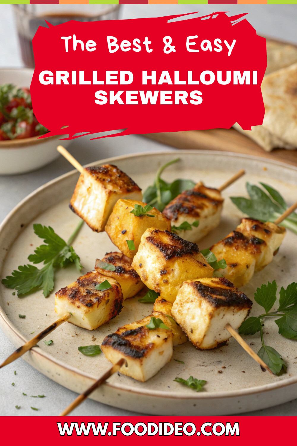 Grilled halloumi skewers pinterest image