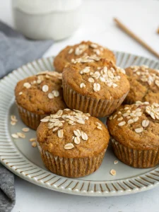 low sugar banana oat muffins