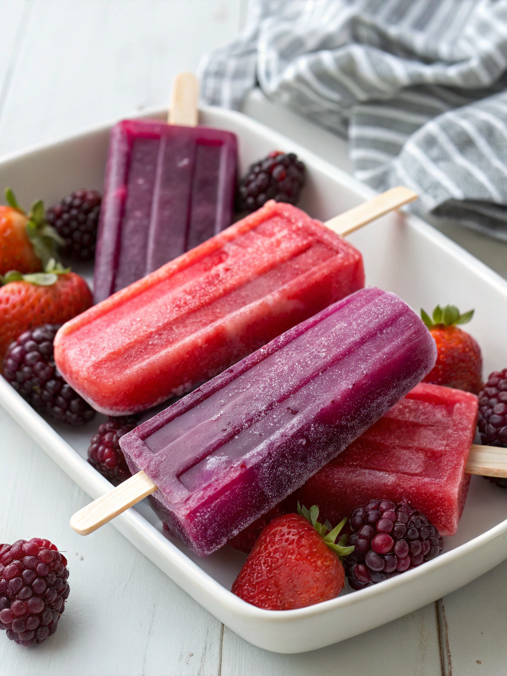 mulberry strawberry popsicles