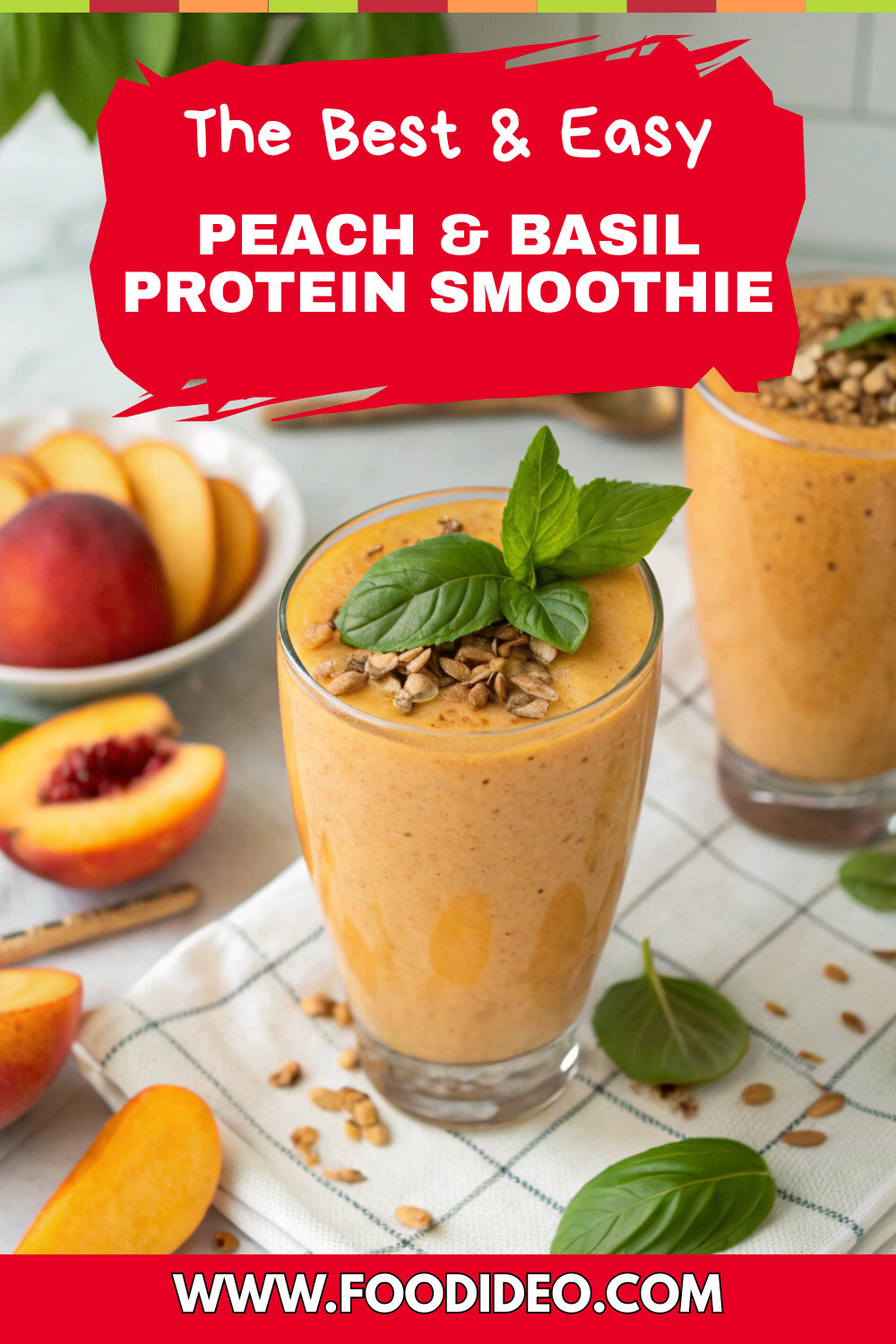 peach basil protein smoothie pinterest
